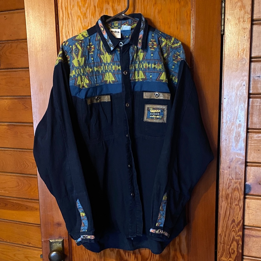 Vintage unique Major Damage button up shirt